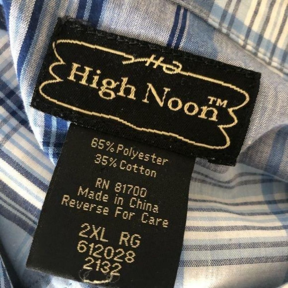 High Noon Plaid Pearl‎ Snap Western Shirt - 2XL - Picture 3 of 4